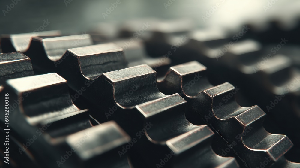 Poster close-up view of intricate metal gears in a mechanical setting showcasing precision engineering and 