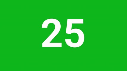 30 Seconds Minimalist Countdown Timer from 30 Seconds on Green Screen Background.