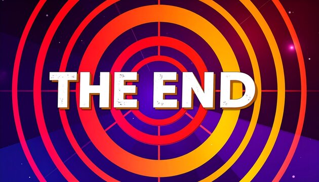 Retro-futuristic end screen with concentric circles