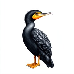 Fototapeta premium Detailed Illustration of a Cormorant Bird with Vibrant Colors and Features