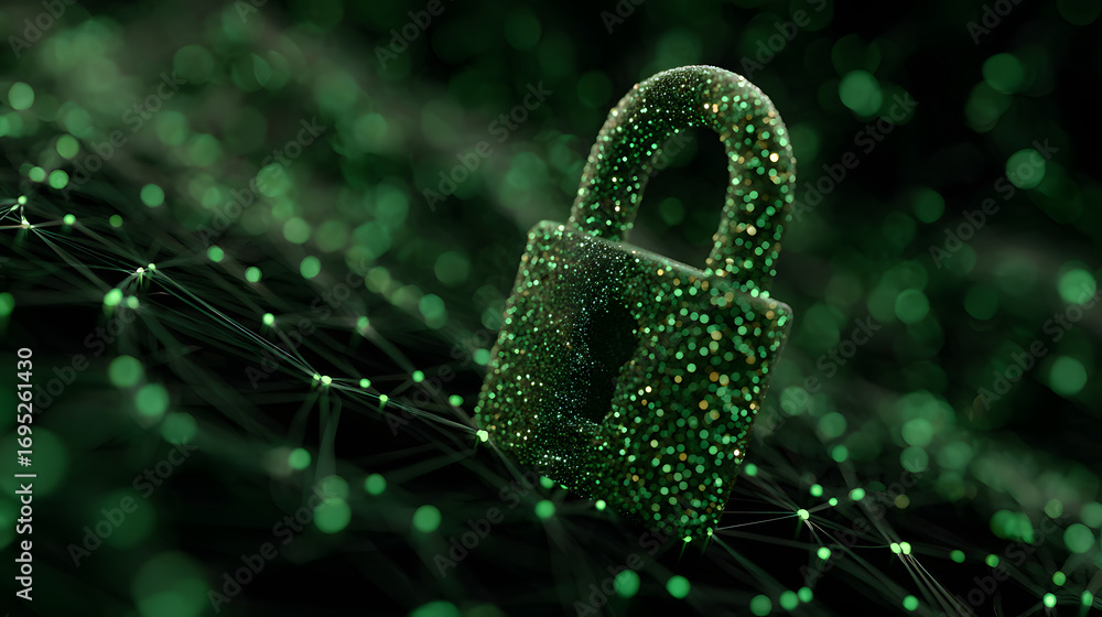 Aufkleber cybersecurity services concept or secure connection f digital privacy closeup nd safety lock green d