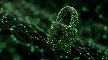 cybersecurity services concept or secure connection f digital privacy closeup nd safety lock green desig - AI Generative