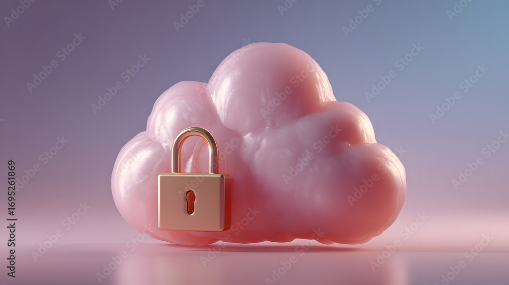 Aufkleber abstract illustration of cloud security services, stlized cloud icon integrate with a secure padlock