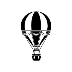 Obraz premium Vintage hot air balloon icon in black and white style 