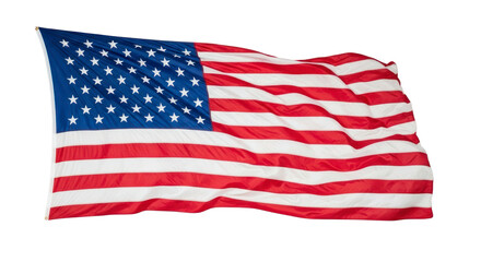 Obraz premium A vibrant american flag billows against a stark Transparent background, showcasing the rich colors and intricate design of this national symbol.
