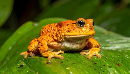 Obraz premium Vibrant orange frog on a leaf