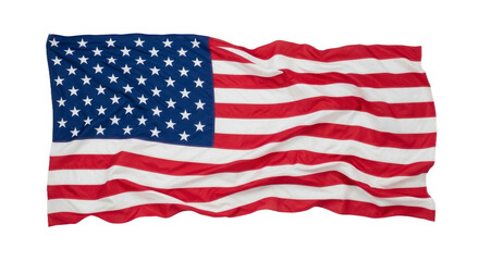 Fototapeta premium A vibrant, waving illustration of the American flag against a plain Transparent background, showcasing the rich colors and design elements.