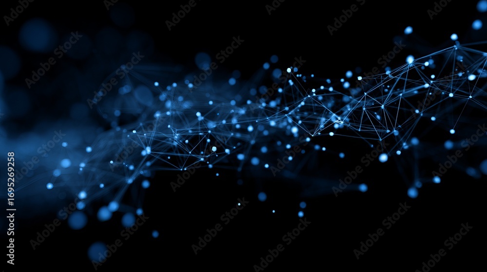 Poster dynamic digital network connections glow with futuristic innovation on dark background