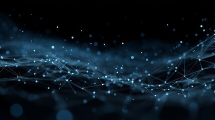 Dynamic digital network connections glowing with futuristic blue light in abstract darkness