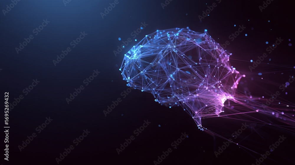 Aufkleber dynamic abstract neural network brain glowing with vibrant digital connections and data flow