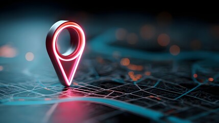 Glowing Light Geolocation Map Marker Local Business