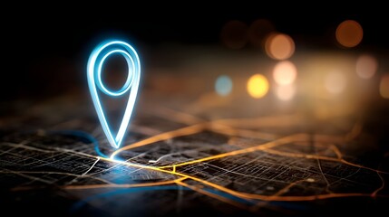 Glowing Light Geolocation Map Marker Local Business