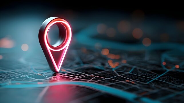 Glowing Light Geolocation Map Marker Local Business