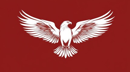 Obraz premium White Eagle with Spread Wings on Red Background 
