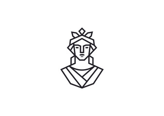 A Hera line art logo, representing the goddess of marriage, women, family, and queen of Olympus