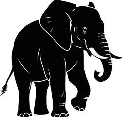 Obraz premium african elephant silhouette a majestic icon of wisdom, strength, and timeless elegance, isolated on transparent background