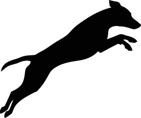 black dogs dynamic leap silhouette of unstoppable energy, athletic power, and boundless joy, isolated on transparent background