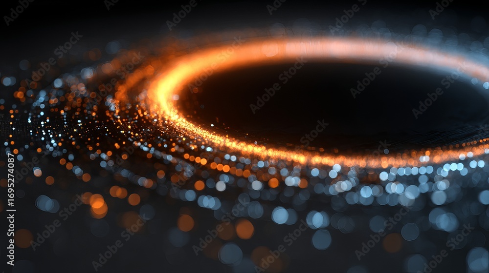 Poster dynamic energy vortex with glowing particles, abstract tech background for innovation and science th