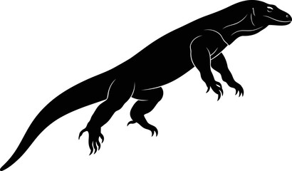 Fototapeta premium komodo dragon silhouette emblem of primal power, ancient majesty, and island mystery, isolated on transparent background