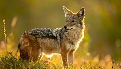 Golden light on a watchful canid