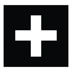 Obraz premium Art of white plus sign inside a black square, isolated on white background