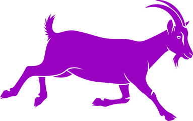 Fototapeta premium majestic purple goat in motion a vibrant silhouette of grace and freedom, isolated on transparent background