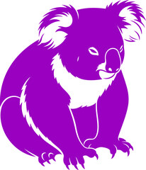 Fototapeta premium majestic purple koala silhouette symbol of australian charm, tranquil nature, and peaceful serenity, isolated on transparent background