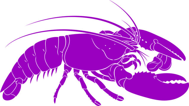 purple lobster outline on white background clip art preview