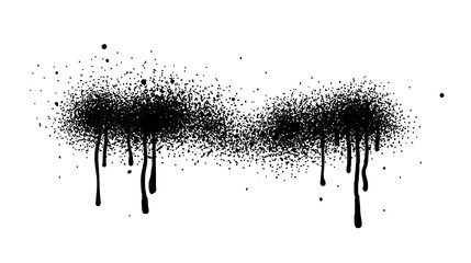 Black color spray paint or graffiti design element on the white wall background.	