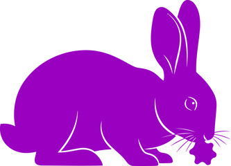 Obraz premium majestic purple rabbit silhouette a icon of gentle spring, quiet meadow, and serene easter charm, isolated on transparent background