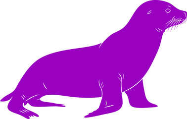 Fototapeta premium majestic purple seal silhouette icon of coastal mystery, oceans enigma, and aquatic grace, isolated on transparent background