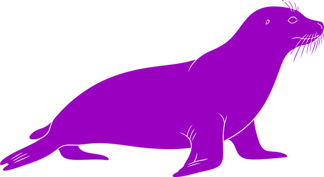majestic purple seal silhouette oceans gentle giant, coastal serenity, icon, isolated on transparent background