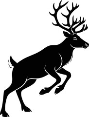 majestic reindeer silhouette a bounding of arctic freedom and wilderness spirit, isolated on transparent background