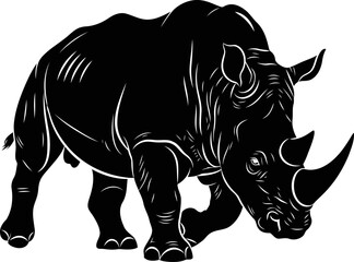 Fototapeta premium majestic rhino silhouette an emblem of african wilderness power and grace, isolated on transparent background