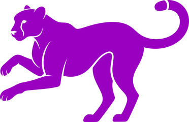 purple cheetah in motion a silhouette of grace, speed, and wild beauty, isolated on transparent background
