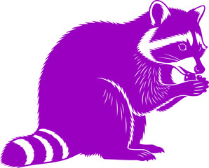 Fototapeta premium purple raccoon silhouette a icon of nighttime stealth, playful mischief, and masked charm, isolated on transparent background