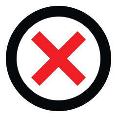 Obraz premium Art of red cross mark inside a black circle, isolated on white background