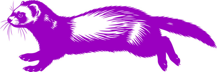 Obraz premium vibrant purple ferret silhouette icon of playful energy and mischievous charm, isolated on transparent background