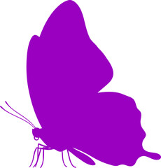 violet butterfly silhouette a symbol of transformation and grace, isolated on transparent background