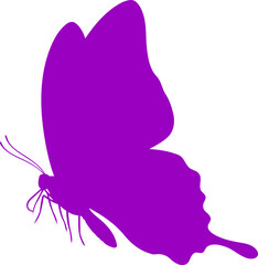 violet butterfly silhouette graceful wings, gentle flight, serene transformation, isolated on transparent background