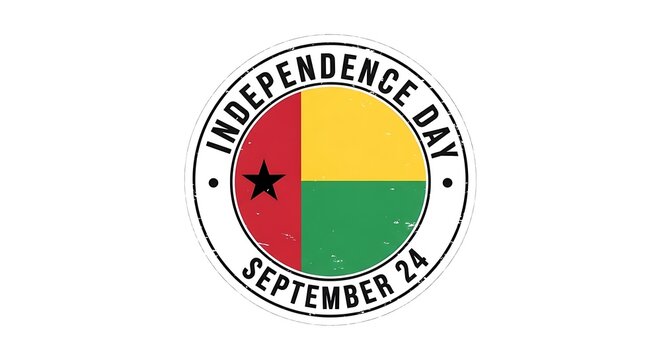 Guinea-Bissau Independence Day Grunge Seal with National Flag Colors - Powered by Adobe