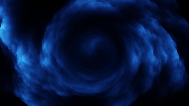 A striking blue spiral set against a deep black backdrop. The image evokes a sense of a vortex or a black hole, conveying a mysterious and captivating aesthetic
