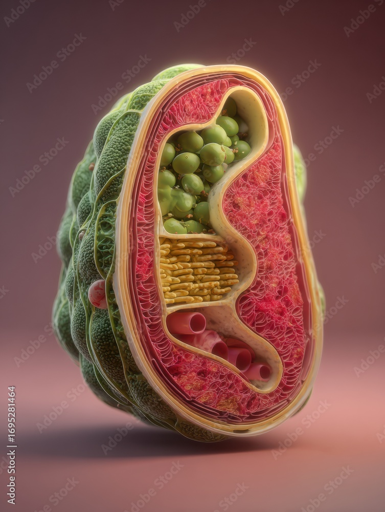 Poster detailed view of a plant cell structure showcasing organelles and cellular components in vibrant col