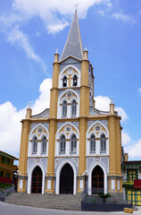 Obraz premium Front view of the Immaculate Conception Church at the main square of Caramanta.