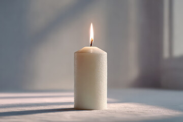 simple candle with augmented animation of its flame against clean white background