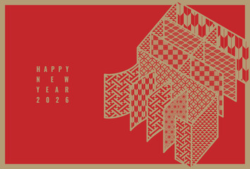 おしゃれシンプルな2026年午年年賀状