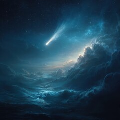 Fototapeta premium Celestial Comet Over a Dreamlike Seascape