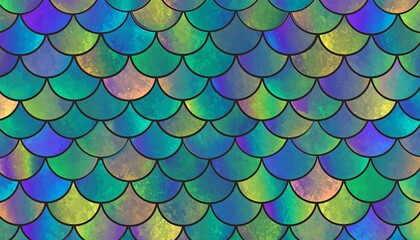 Colorful mermaid scales pattern with iridescent texture for fantasy backgrounds