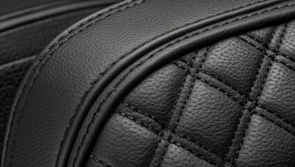 Obraz premium Close-up view of quilted black leather.