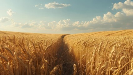 Obraz premium Golden wheat field path